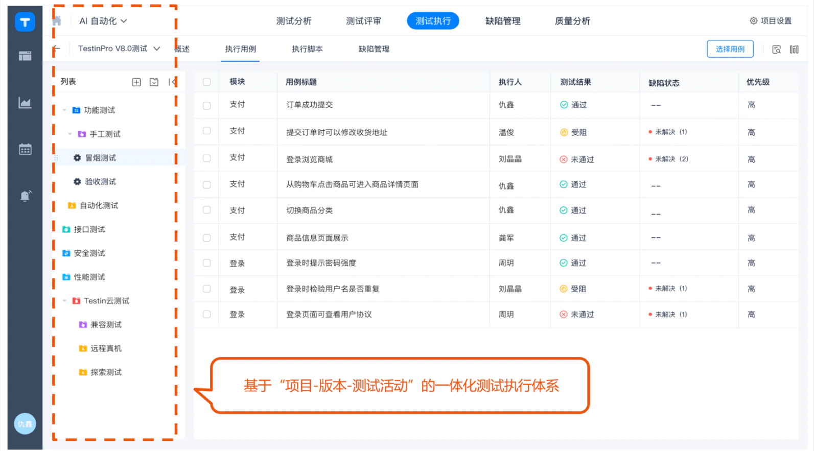 基于"项目-版本-测试活动”的一体化测试执行体系
